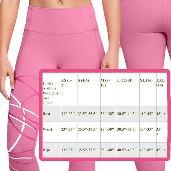 Under Armor UA HeatGear Reflect Hi-Rise Fitted Capris Pink White Graphic - Picture 14 of 14